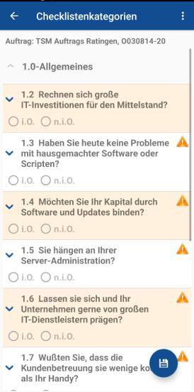 Sicherheitsdienst.App Vordefinierte Checklisten zum Objekt vor Ort ausfüllen